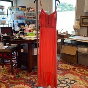 Cynthia Vincent Twelfth Street Silk Maxi Dress Pintuck Pleats Button Down Boho